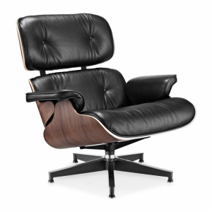 Stin classic lounge chair and ottoman-Aniline Leather-Regular Size-Black