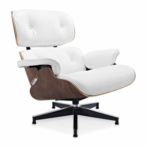 Stin classic lounge chair and ottoman-Aniline Leather-Regular Size-White